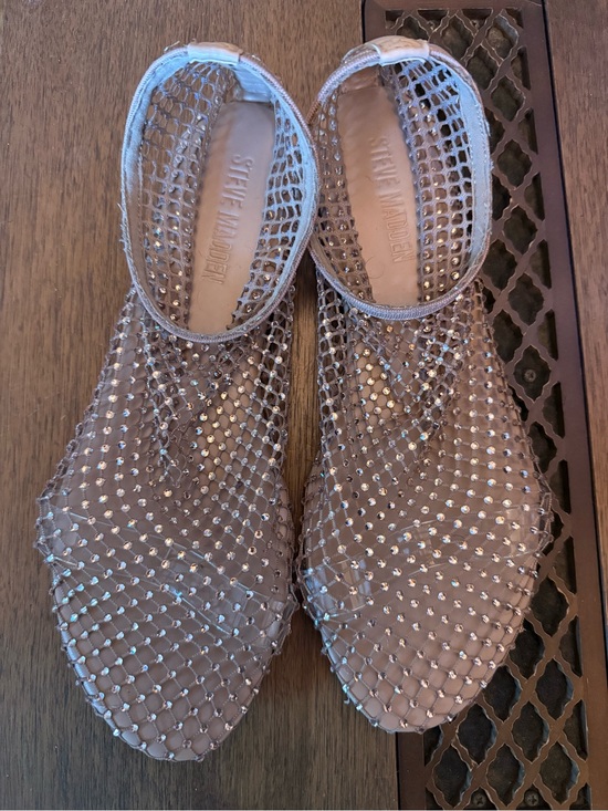 Steve Madden Shoes - Steve Madden Rose Gold Mesh Rhinestone Flat Sandals